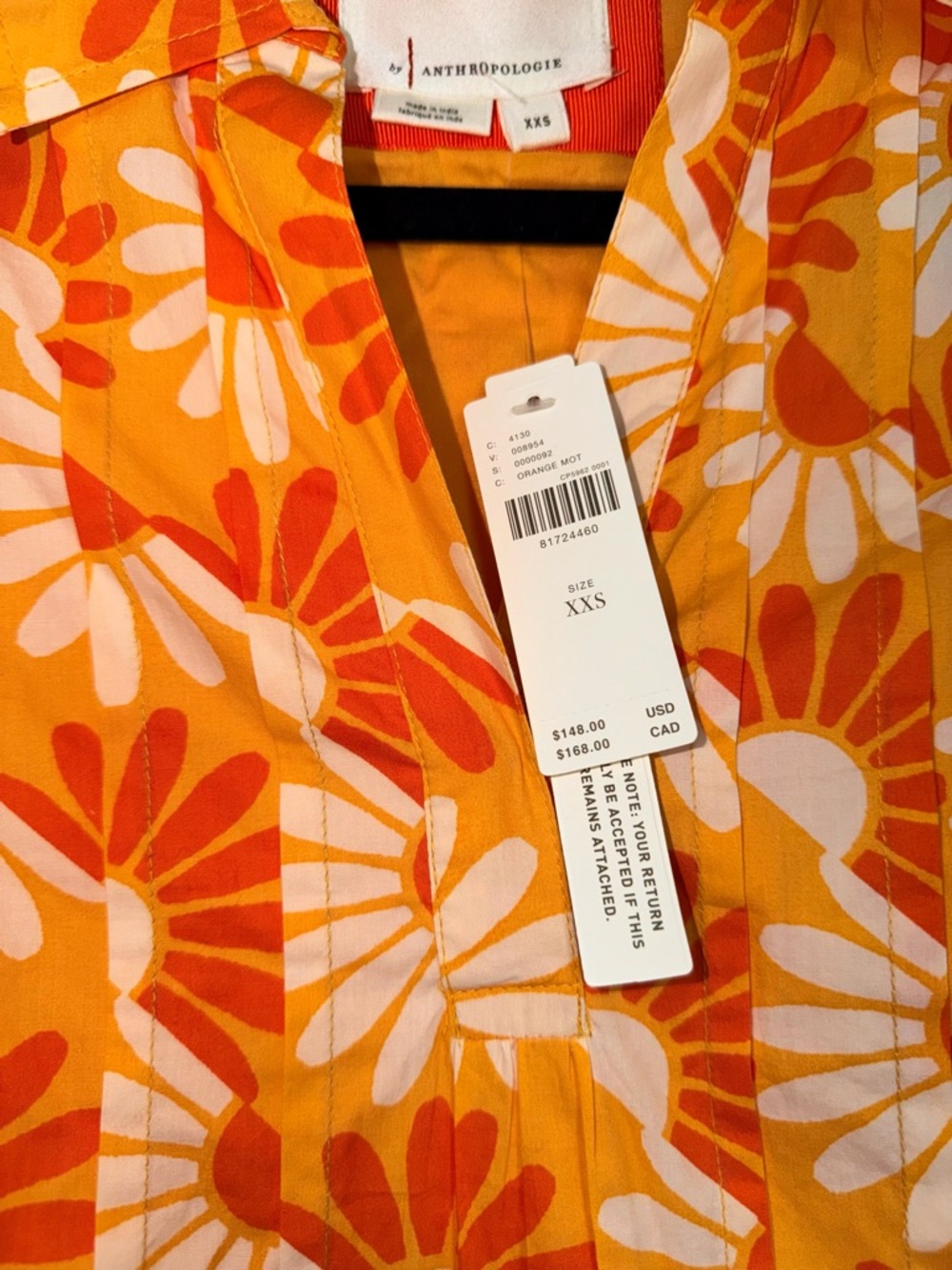 NWT! Anthropologie Floral Pattern Short Sleeve Mini Dress size XXS - Picture 7 of 11